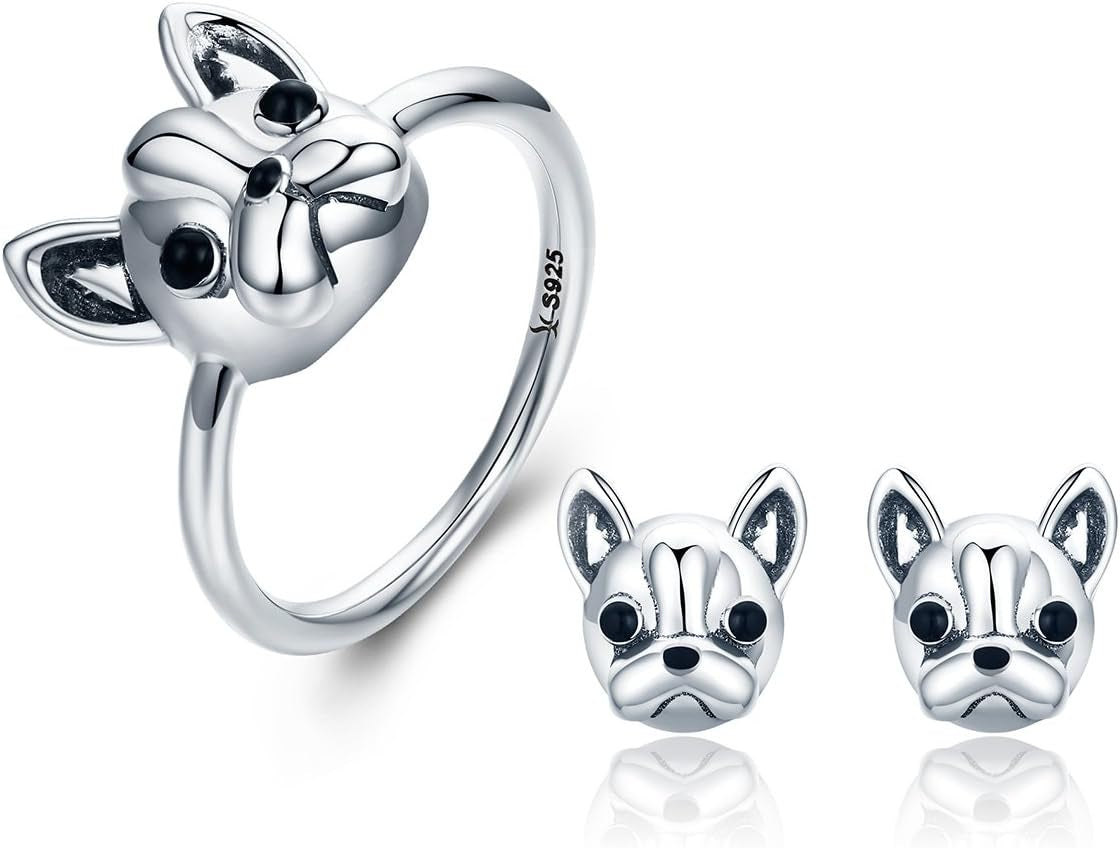 Bulldog Sterling Silver Ring Cute Birthday Jewelry for Women and Mother'S Day