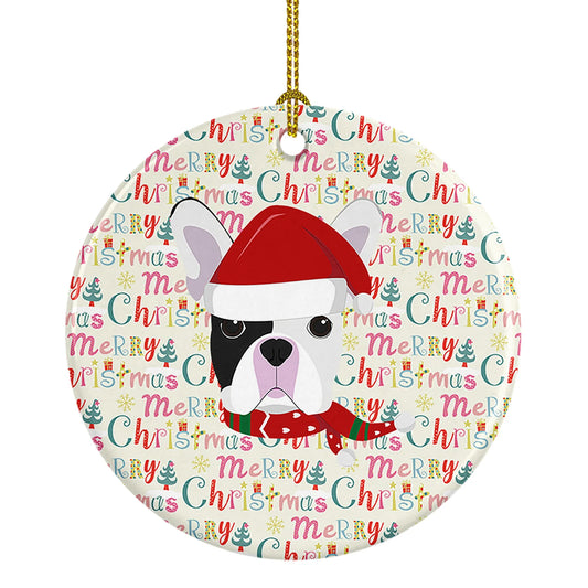 French Bulldog Merry Christmas Ceramic Ornament